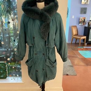 Vintage, Suede, Fur Collar, Warm